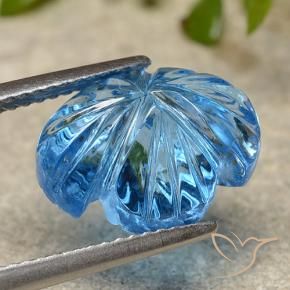 Topazio Blu svizzero naturale da 7.36 ct, Taglio a fiore, Trasparente