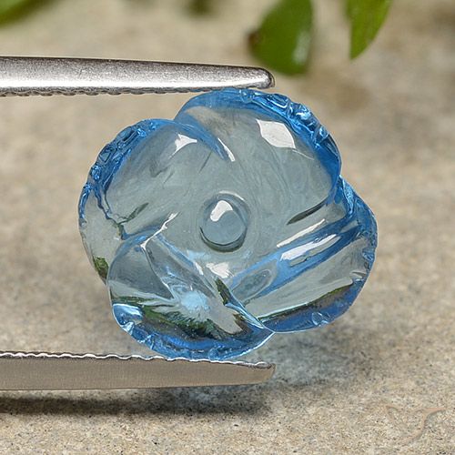Topazio Blu svizzero naturale da 3.93 ct, Taglio a fiore, Traslucido