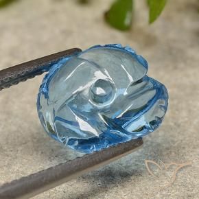 Topazio Blu svizzero naturale da 3.93 ct, Taglio a fiore, Traslucido