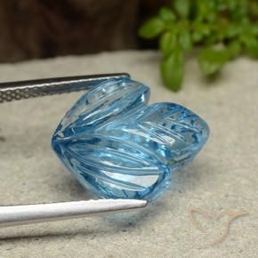 Topazio Blu svizzero naturale da 7.93 ct, Taglio a fiore, Trasparente