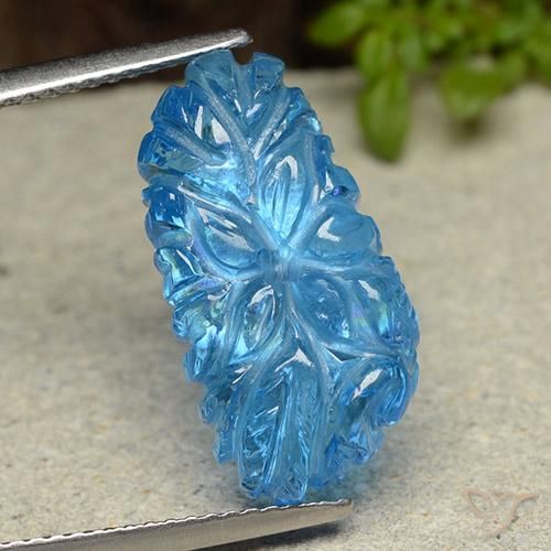 Topazio Blu svizzero naturale da 11.53 ct, Taglio a fiore, Trasparente