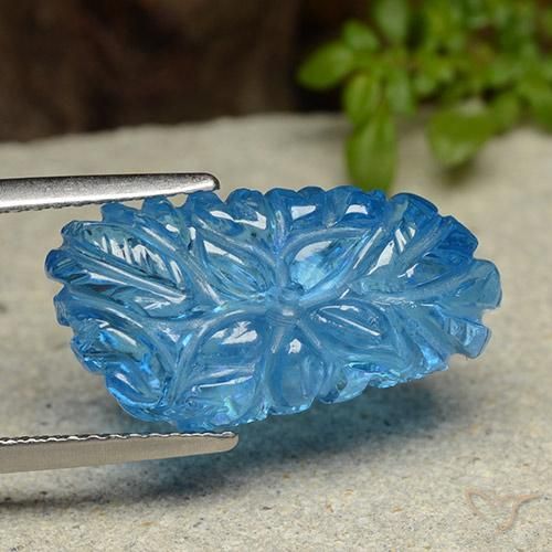 Topazio Blu svizzero naturale da 11.53 ct, Taglio a fiore, Trasparente