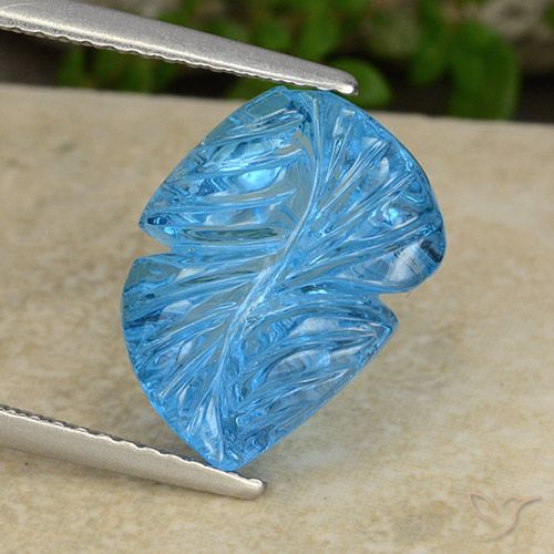 Topazio Blu svizzero naturale da 7.38 ct, Taglio a fiore, Trasparente
