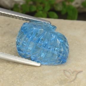 Topazio Blu svizzero naturale da 7.38 ct, Taglio a fiore, Trasparente