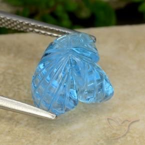 Topazio Blu svizzero naturale da 5.65 ct, Taglio a fiore, Trasparente