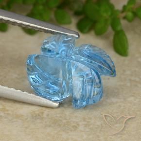 Topazio Blu svizzero naturale da 4.11 ct, Taglio a fiore, Trasparente