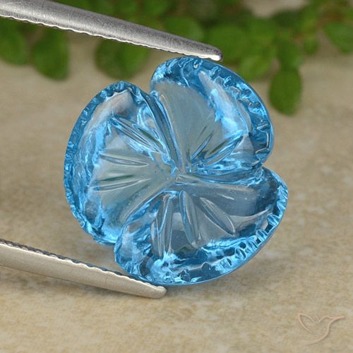 Topazio Blu svizzero naturale da 9.51 ct, Taglio a fiore, Trasparente
