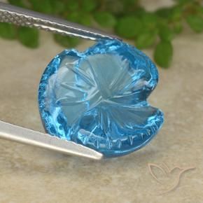 Topazio Blu svizzero naturale da 9.51 ct, Taglio a fiore, Trasparente