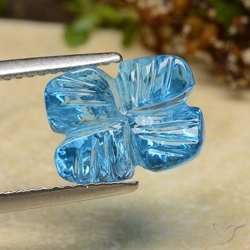 Topazio Blu svizzero naturale da 5.81 ct, Taglio a fiore, Trasparente