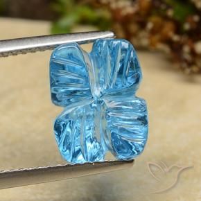Topazio Blu svizzero naturale da 5.81 ct, Taglio a fiore, Trasparente