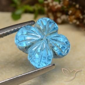 Topazio Blu svizzero naturale da 6.04 ct, Taglio a fiore, Trasparente