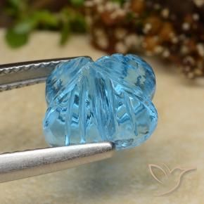 Topazio Blu svizzero naturale da 6.04 ct, Taglio a fiore, Trasparente