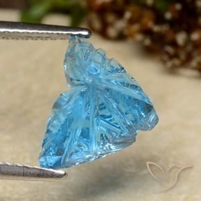 Topazio Blu svizzero naturale da 4.41 ct, Taglio a fiore, Trasparente