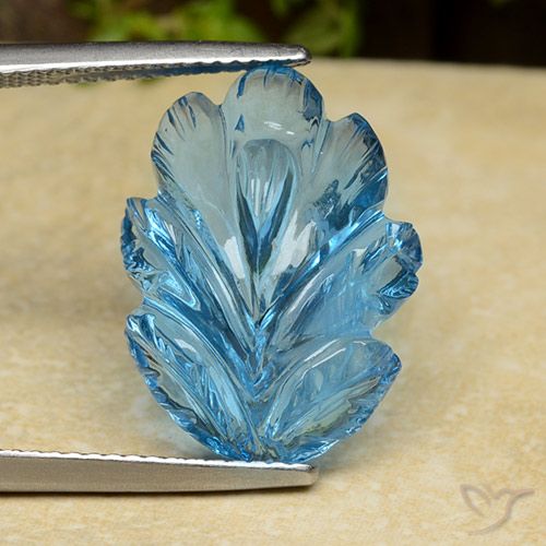 15.17ct Naturale Blu svizzero Topazio, Taglio a fiore, Trasparente