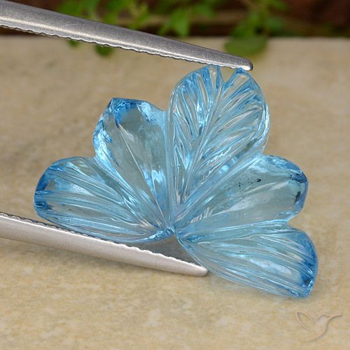 Topazio Blu svizzero naturale da 12.06 ct, Taglio a fiore, Trasparente