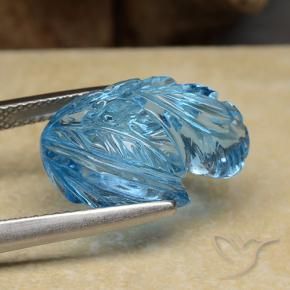 Topazio Blu svizzero naturale da 13.62 ct, Taglio a fiore, Trasparente