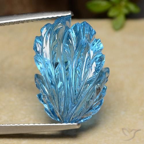 Topazio naturale blu da 17,03 ct, forma fantasia, trasparente