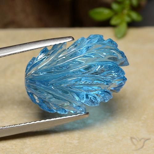 Topazio naturale blu da 17,03 ct, forma fantasia, trasparente