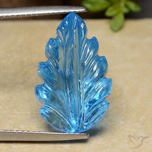 13.36ct Naturale Blu svizzero Topazio, Taglio a fiore, Trasparente