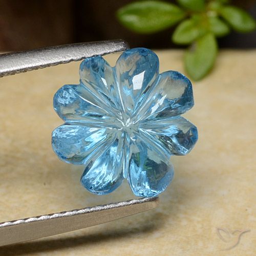 4.08ct Naturale Blu svizzero Topazio, Taglio a fiore, Trasparente