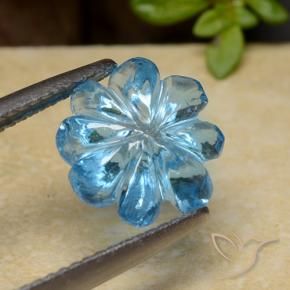 Topazio Blu svizzero naturale da 4.08 ct, Taglio a fiore, Trasparente