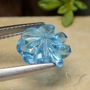 Topazio Blu svizzero naturale da 4.08 ct, Taglio a fiore, Trasparente