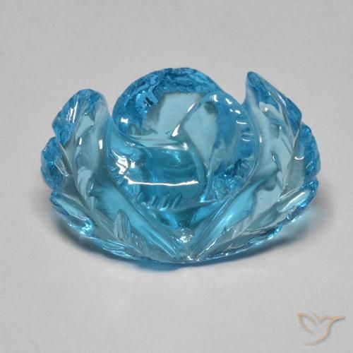 Topazio Blu svizzero naturale da 12.78 ct, Taglio a fiore, Trasparente