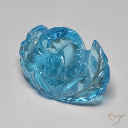 Topazio Blu svizzero naturale da 12.78 ct, Taglio a fiore, Trasparente