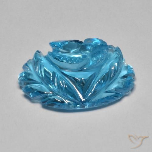 Topazio Blu svizzero naturale da 12.78 ct, Taglio a fiore, Trasparente