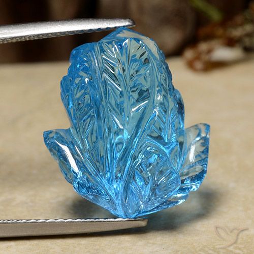 Topazio Blu svizzero naturale da 19.85 ct, Taglio a fiore, Trasparente