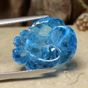 Topazio Blu svizzero naturale da 12.28 ct, Taglio a fiore, Trasparente