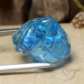 Topazio Blu svizzero naturale da 12.28 ct, Taglio a fiore, Trasparente