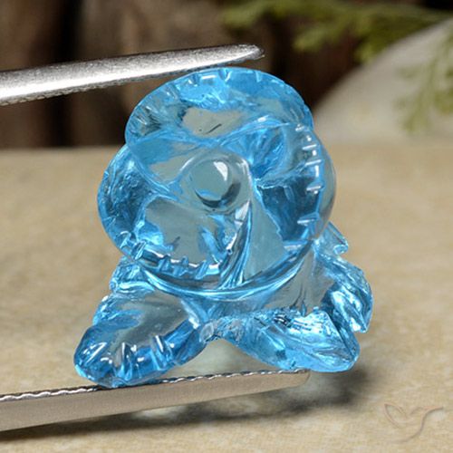 12.63ct Naturale Blu svizzero Topazio, Taglio a fiore, Trasparente