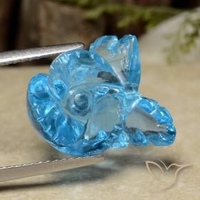 Topazio Blu svizzero naturale da 12.63 ct, Taglio a fiore, Trasparente