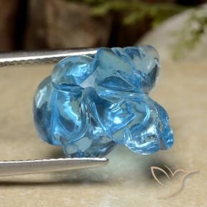 Topazio Blu svizzero naturale da 12.63 ct, Taglio a fiore, Trasparente