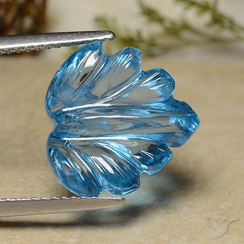 8.71ct Naturale Blu svizzero Topazio, Taglio a fiore, Trasparente