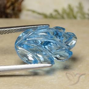 Topazio Blu svizzero naturale da 10.13 ct, Taglio a fiore, Trasparente