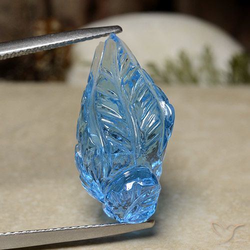 16.08ct Naturale Celeste Topazio, Taglio a fiore, Trasparente