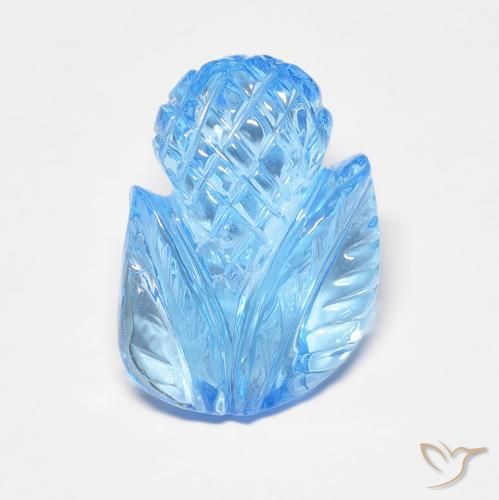 7.44ct Naturale Celeste Topazio, Taglio a fiore, Trasparente