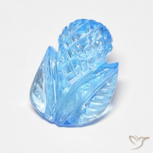 Topazio Celeste naturale da 7.44 ct, Taglio a fiore, Trasparente