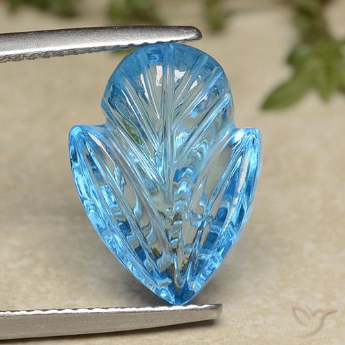 Topazio Blu svizzero naturale da 9.54 ct, Taglio a fiore, Trasparente