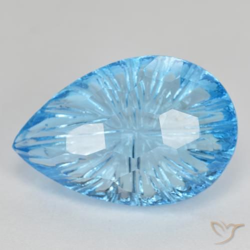 Topazio Blu svizzero naturale da 11.55 ct, Forma a pera, Trasparente