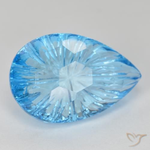 Topazio Blu svizzero naturale da 11.55 ct, Forma a pera, Trasparente