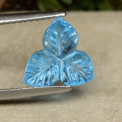 Topazio Blu svizzero naturale da 3.51 ct, Taglio a fiore, Trasparente