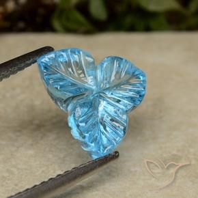 Topazio Blu svizzero naturale da 3.51 ct, Taglio a fiore, Trasparente