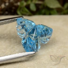 Topazio Blu svizzero naturale da 3.51 ct, Taglio a fiore, Trasparente