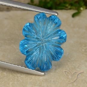 Topazio Blu svizzero naturale da 8.05 ct, Taglio a fiore, Trasparente