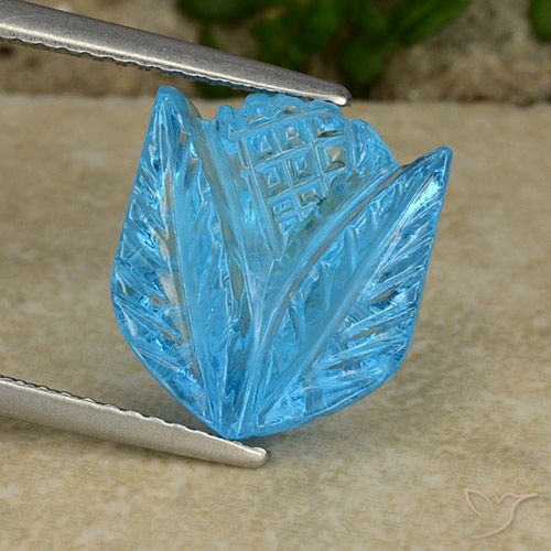 8.41ct Naturale Blu svizzero Topazio, Taglio a fiore, Trasparente