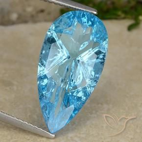 Topazio Blu svizzero naturale da 8.47 ct, Forma a pera, Trasparente