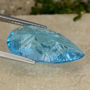 Topazio Blu svizzero naturale da 8.47 ct, Forma a pera, Trasparente